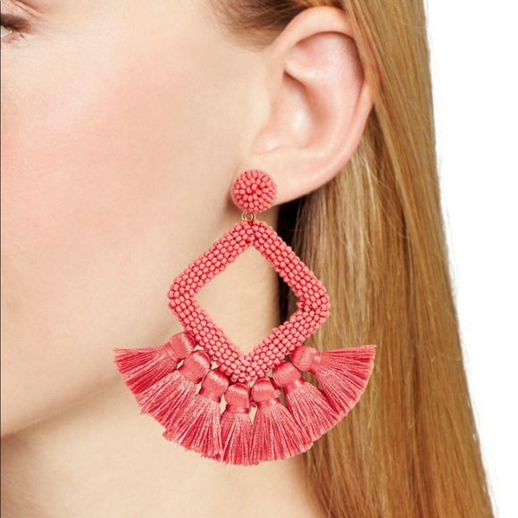 BaubleBar Jewelry - Laniyah Fringe Drop Earrings Coral, 3.5”